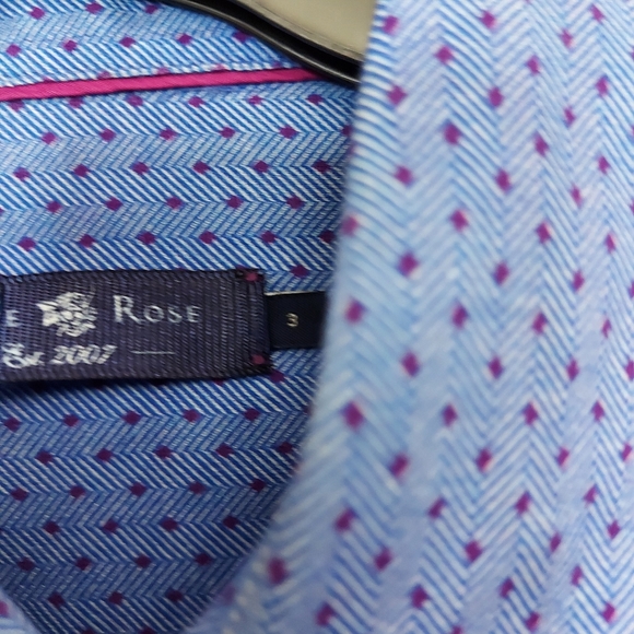 Stone Rose Button front shirt in blue with purple micro dot - Picture 4 of 9